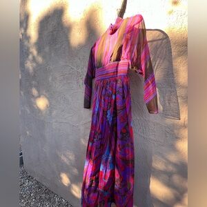 INSANE Vintage 60s(?) Silk Chiffon Purple Maxi Dress Mollie Parnis Boutique